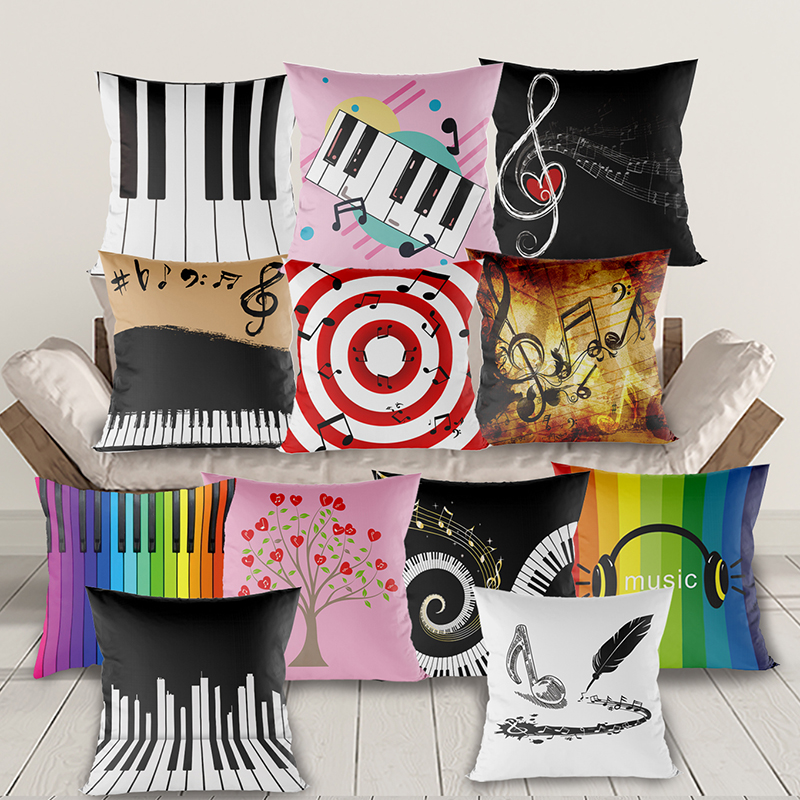 音符乐谱钢琴图案抱枕五线谱音乐工作室艺术沙发靠垫琴行创意礼品