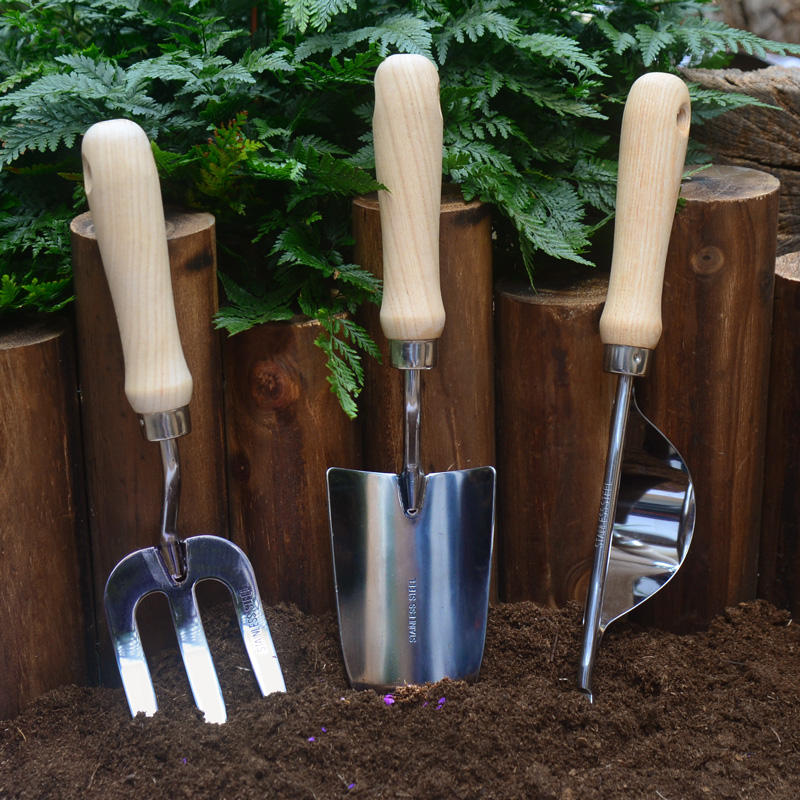 逸家花园家用组合不锈钢铲子种花养花园艺工具挖土小铁锹铁叉铁铲