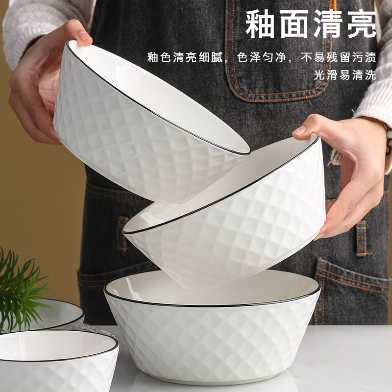 家用新款陶瓷大号汤碗汤勺组合日式大饭碗泡面碗学生用餐具米饭碗
