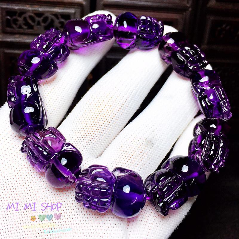 乌拉圭紫水晶貔貅手链男女款紫色貔貅手串个性饰品学生送礼物