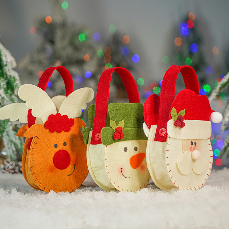 圣诞节苹果袋手提袋无纺布袋子平安夜礼物盒糖果袋送小朋友礼品袋