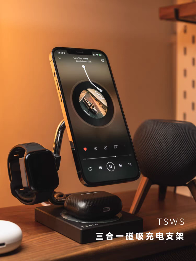 Tegic特极客三合一支架MagSafe磁吸无线充电器适用iPhone15手表