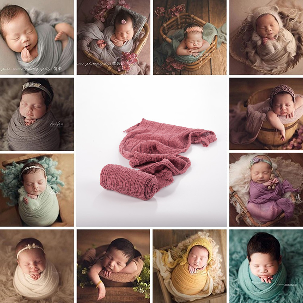 新生儿摄影道具纯棉泡泡纱弹力裹布影楼婴儿拍照包裹宝宝月子照相