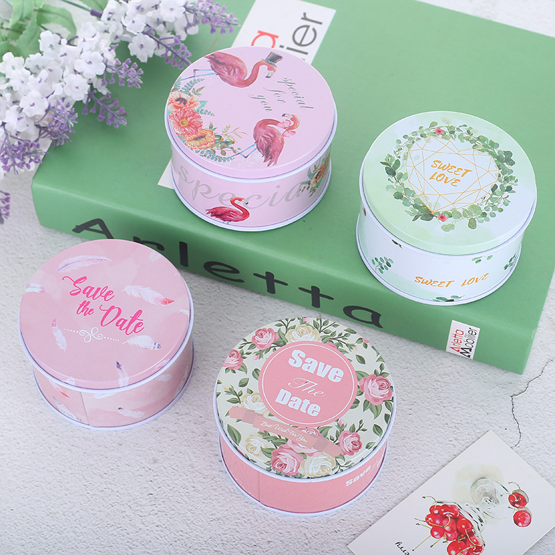 新款韩式结婚庆圆形糖果礼盒盒马口铁盒子欧式婚礼空盒喜糖盒包装