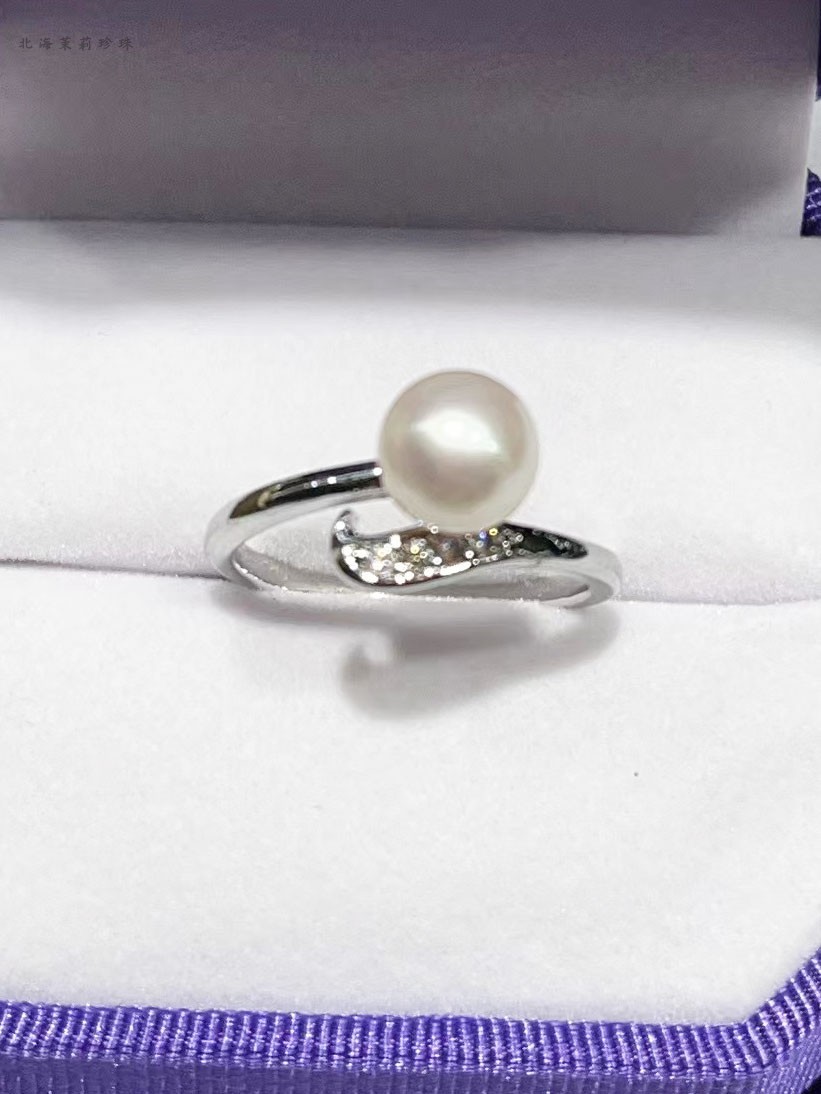 北海天然淡水珍珠戒指环ins小众设计轻奢高级感女友礼物简约复古