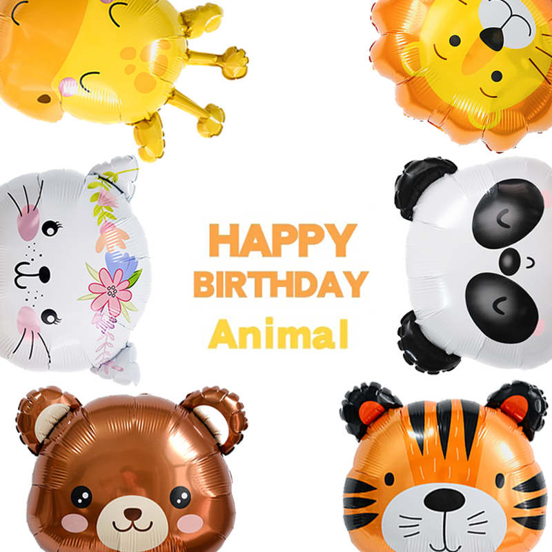 ins宝宝生日装饰卡通动物气球儿童主题派对布置品拍照长颈鹿大象