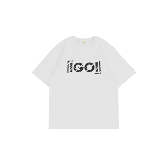 IGOI斑驳字母Logo印花宽松圆领纯棉短袖T恤