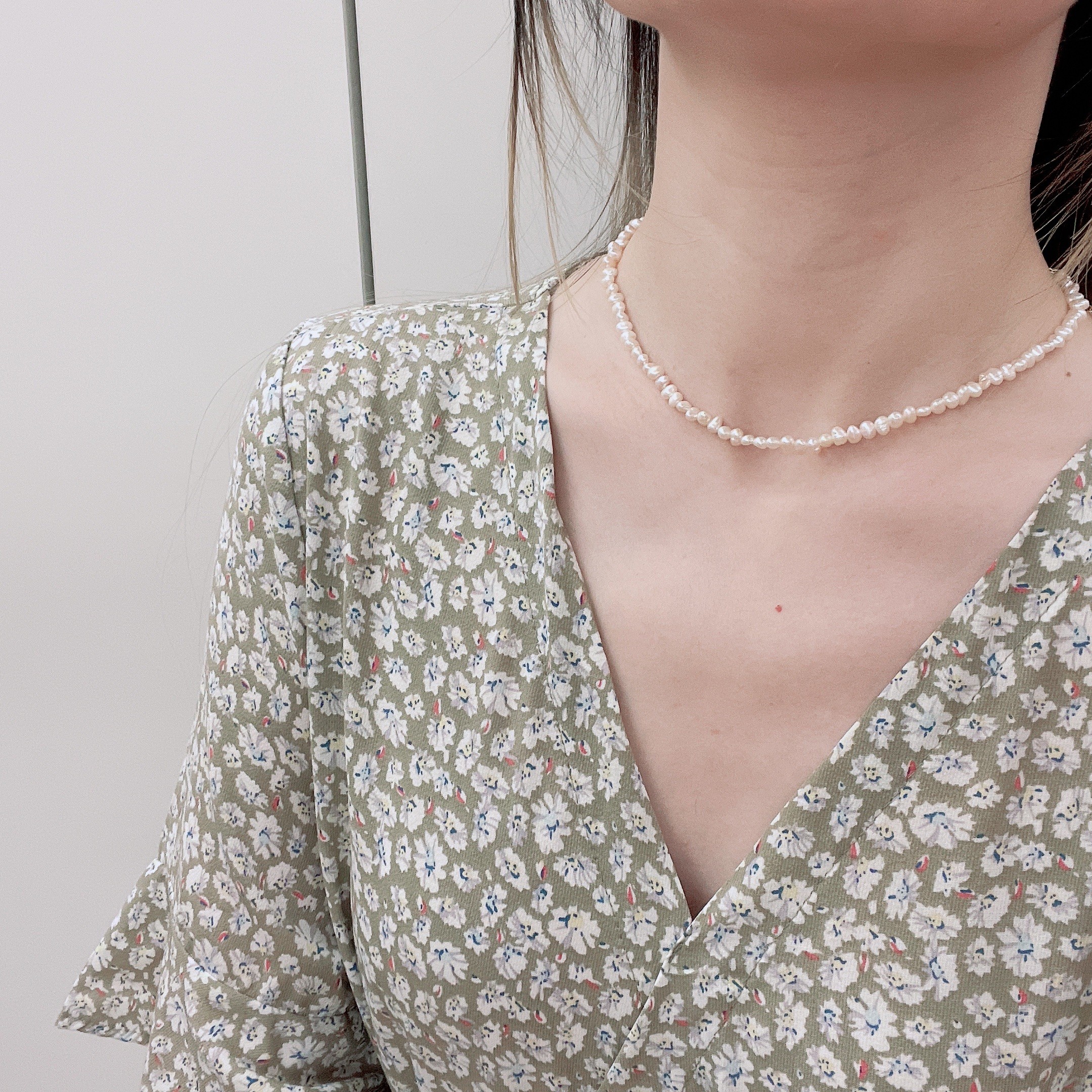 强光天然巴洛克极小异形淡水珍珠项链女小众设计锁骨链