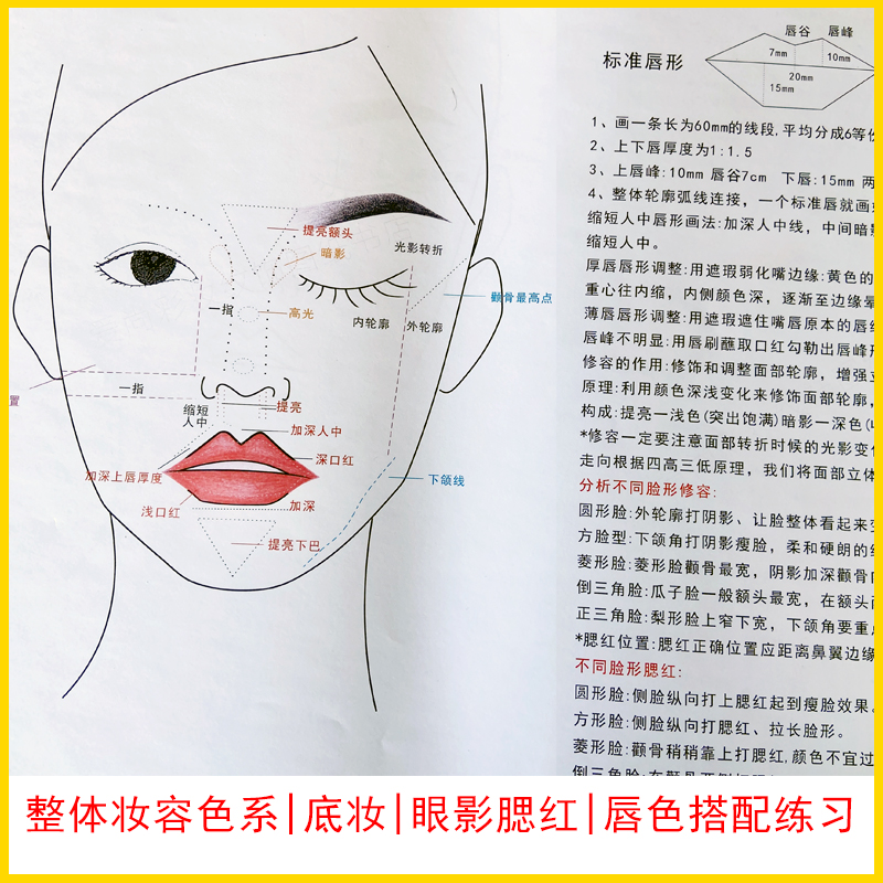 化妆妆容眉毛脸型眼影唇色彩搭配设计练习眉形彩妆练习本手稿图纸