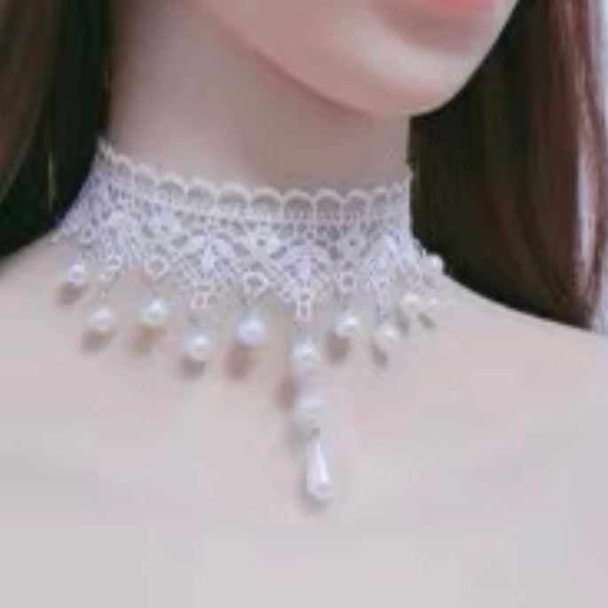 白色珍珠项链脖子饰品颈带锁骨链遮疤气质超仙低领配饰颈链颈饰女