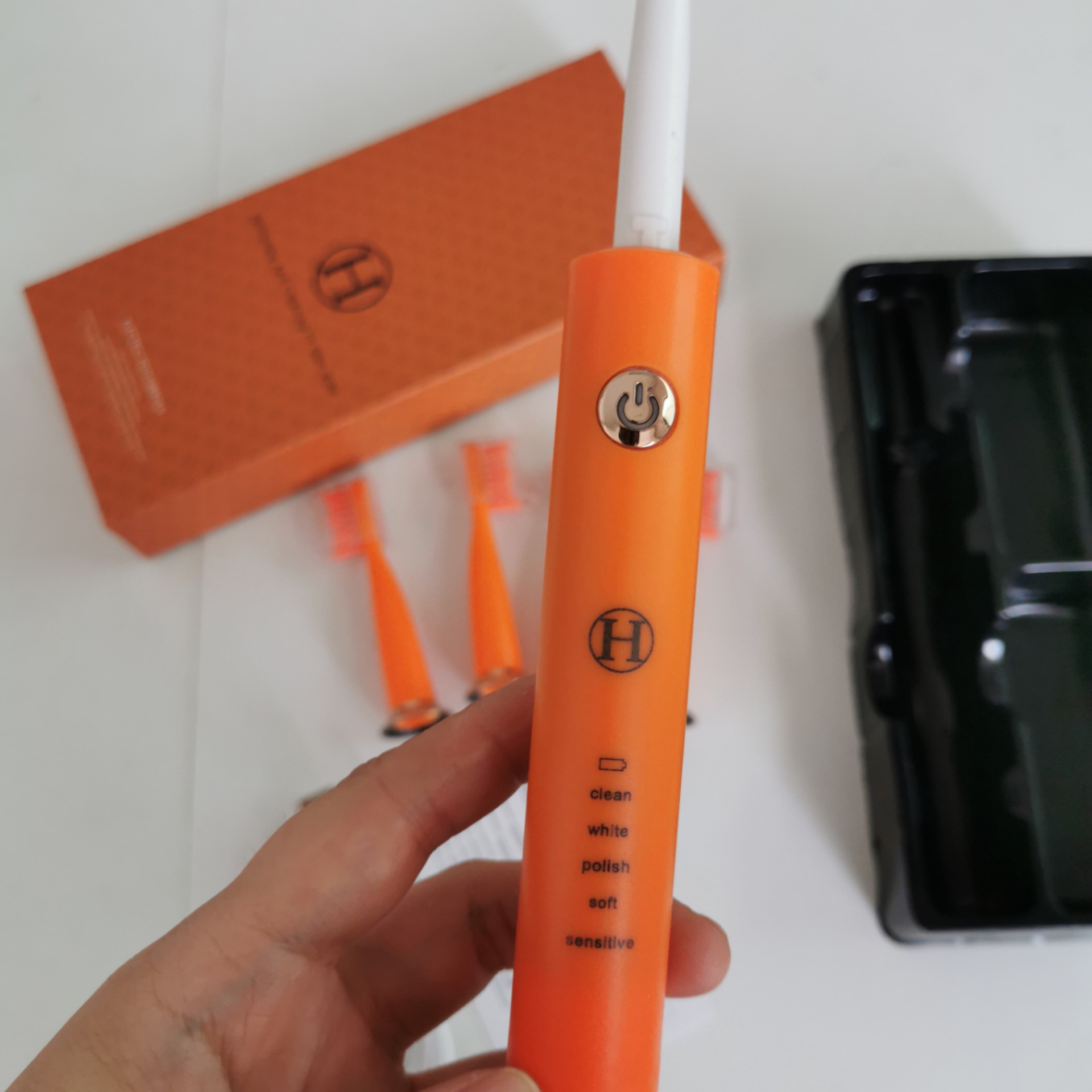 H智能电动牙刷USB充电声波式振动清洁口腔成人多功能牙刷家