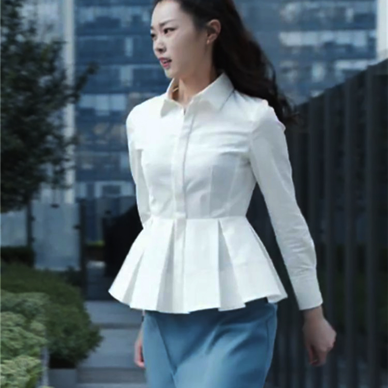 2021年创业时代宋轶温迪同款长袖衬衫女夏季时尚显瘦纯色女装上衣