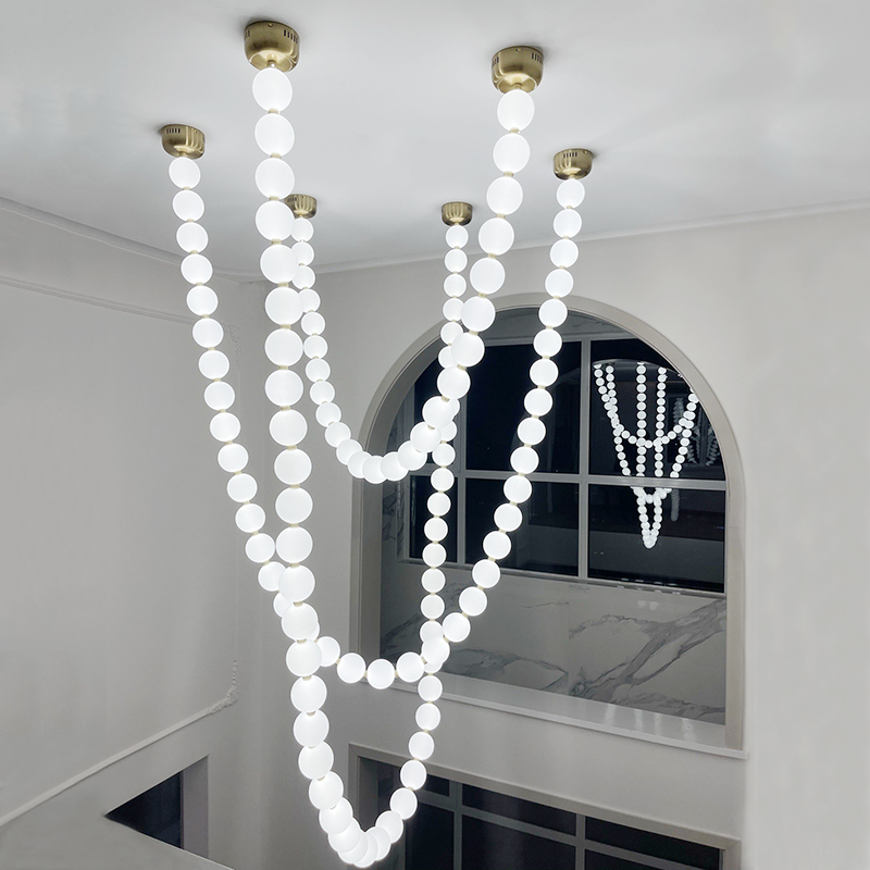 简约现代艺术项链吊灯个性设计师酒店沙盘展厅楼梯间橱窗佛珠灯具