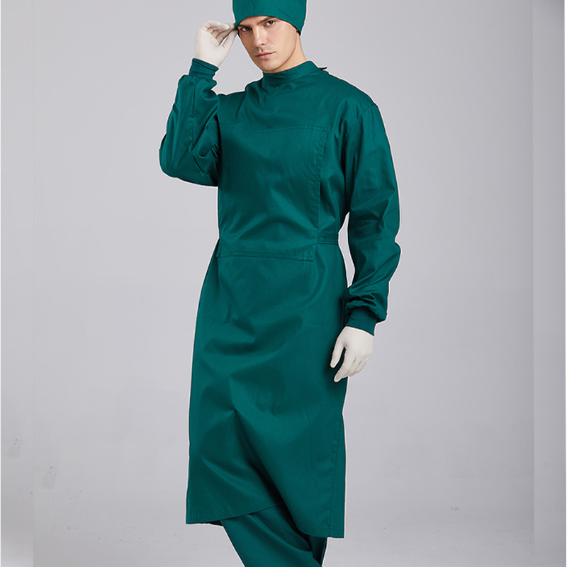 手术衣手术室隔离服纯棉加厚长袖手术衣洗手衣手术制服绿色纯棉纯