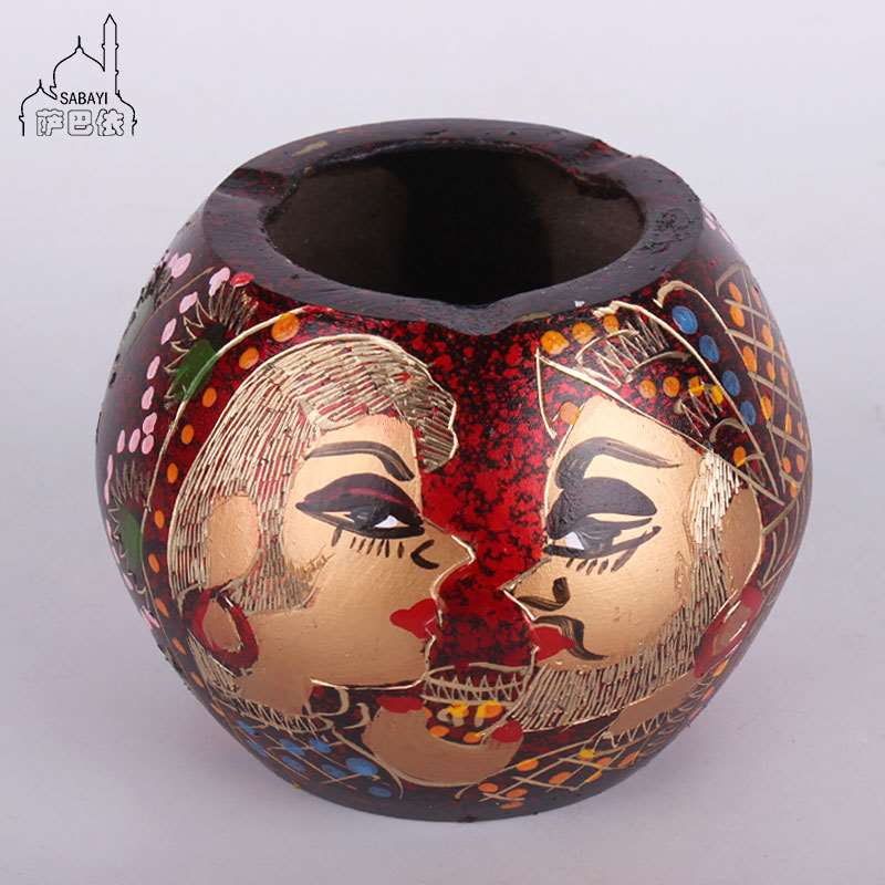 /巴基斯坦铜器精雕红人物菸灰缸情人的脸庞埃及人物创意特色菸灰