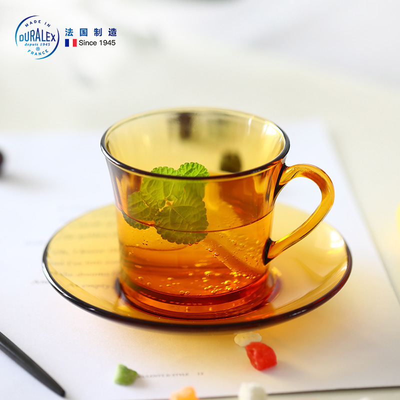 法国DURALEX多莱斯钢化玻璃杯北欧风泡茶咖啡杯碟英式下午茶水杯
