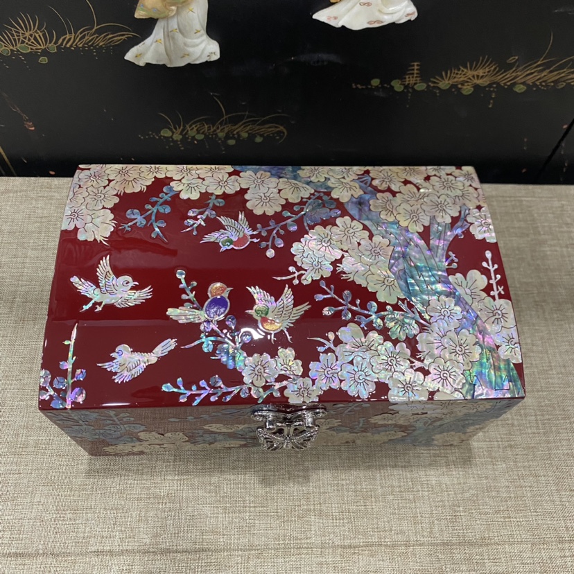 雕漆剔红螺钿漆器首饰盒结婚礼物木质高档饰品收纳盒中式礼盒