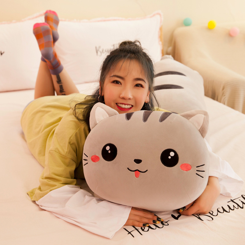 新款软体羽绒棉幸福猫抱枕毛绒玩具创意大趴趴猫躺枕玩偶生日礼物