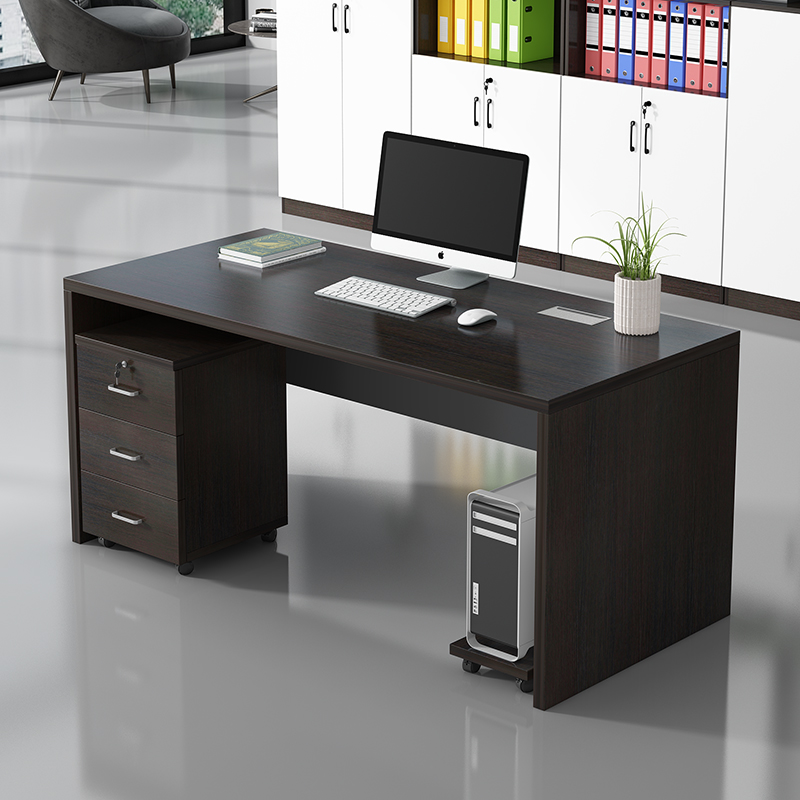 电脑办公桌简约现代老式单人办公室桌椅组合1.2米带抽屉老板桌子