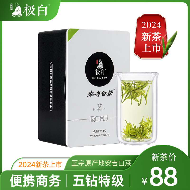 2024新茶绿茶上市 极白安吉白茶特级49.5g原产地春茶明前送礼茶叶