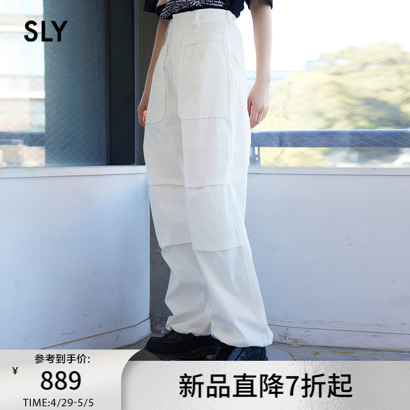 SLY 2024夏季新品甜酷设计感口袋捏褶工装裤休闲裤030HSA31-1991
