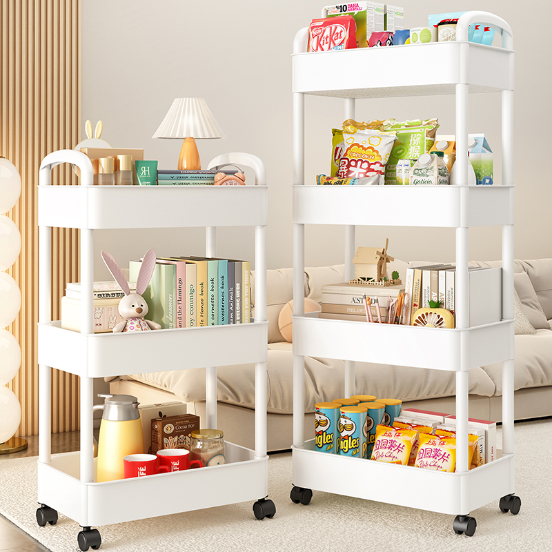 小推车置物架落地家用多层婴儿零食收纳书架移动厨房卫生间储物架