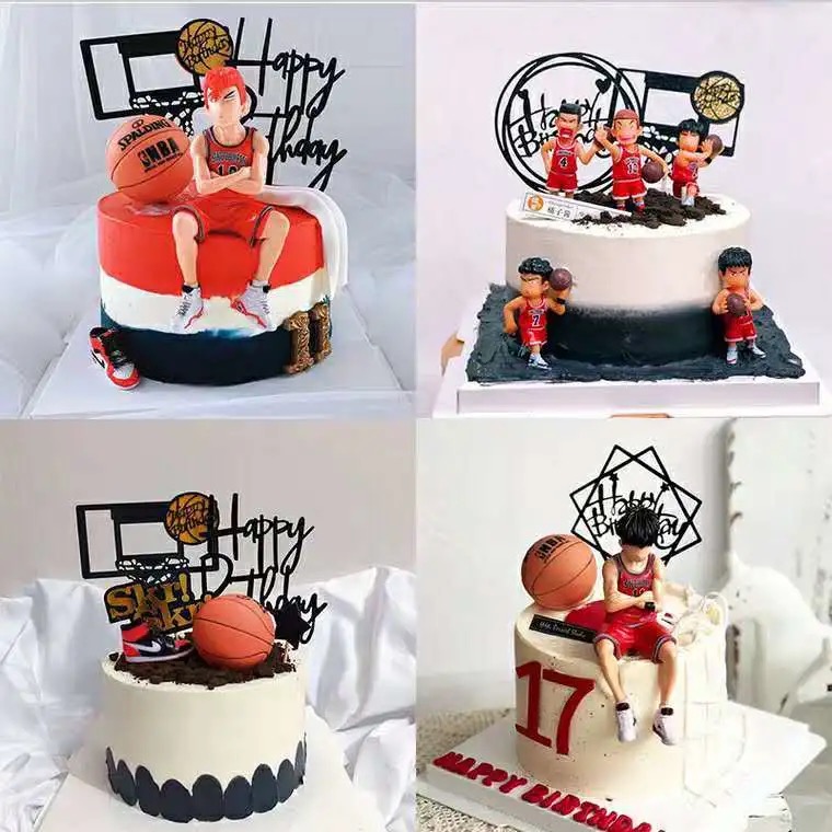 篮球蛋糕摆件装饰灌篮高手篮球小子生日烘焙球鞋卡通男孩主题插件