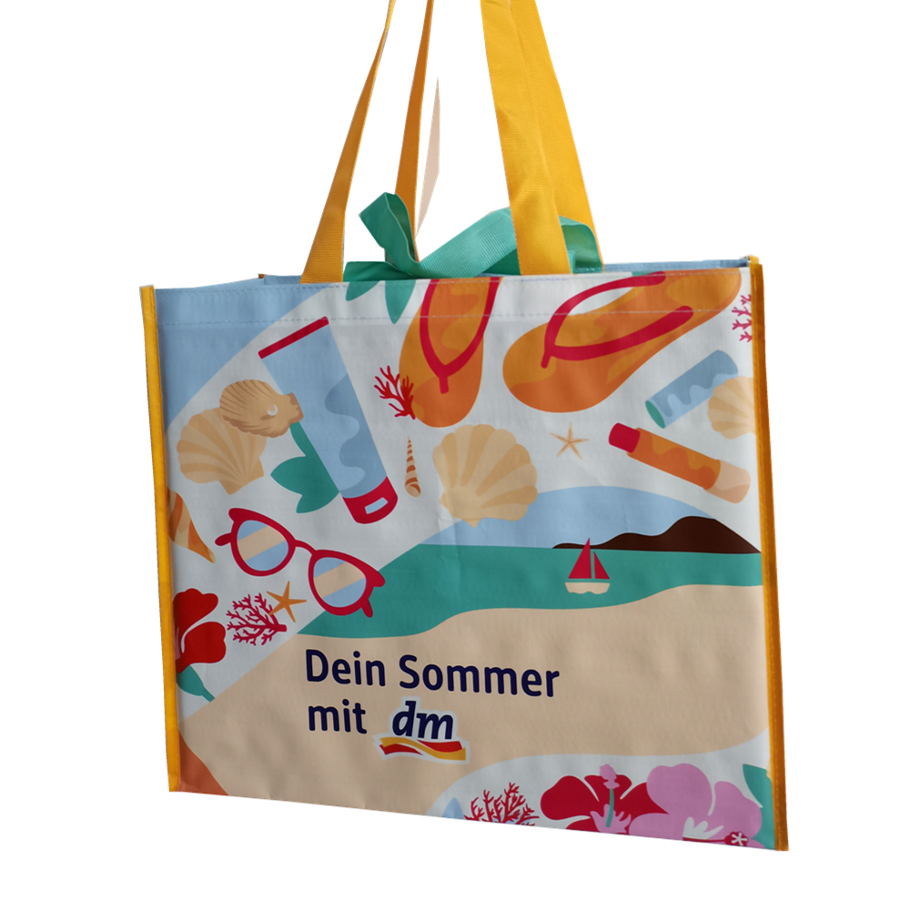 六件包邮出口环保袋德国DM超市购物袋横向大号折叠防水加厚双提手