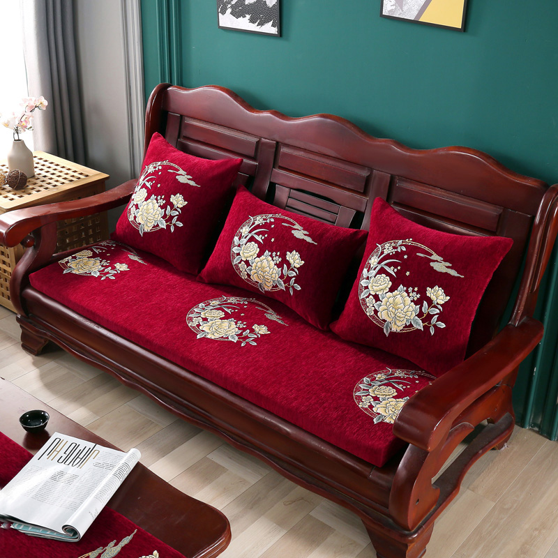 中式红木沙发坐垫客厅新中式实木家具四季通用防滑组合沙发海绵垫