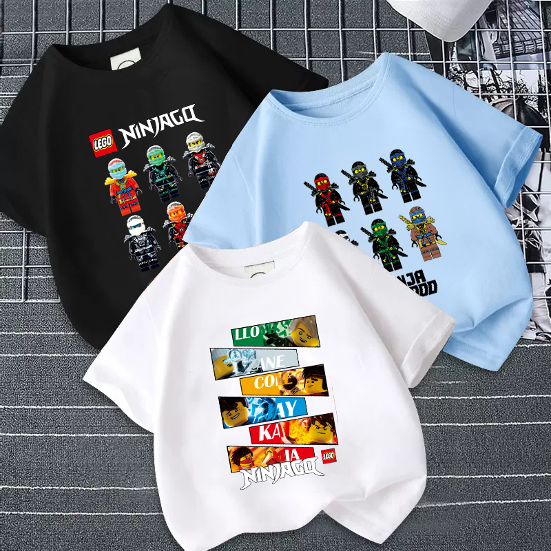 LEGO乐高短袖t恤儿童夏季2024新款幻影忍者联名衣服男童亲子纯棉