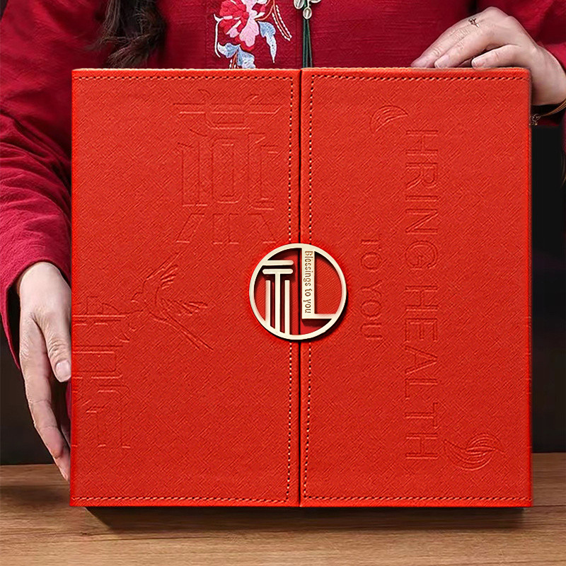 红色双开门燕窝皮盒100克溯源码燕盏包装盒半斤亚克力内盒礼品盒