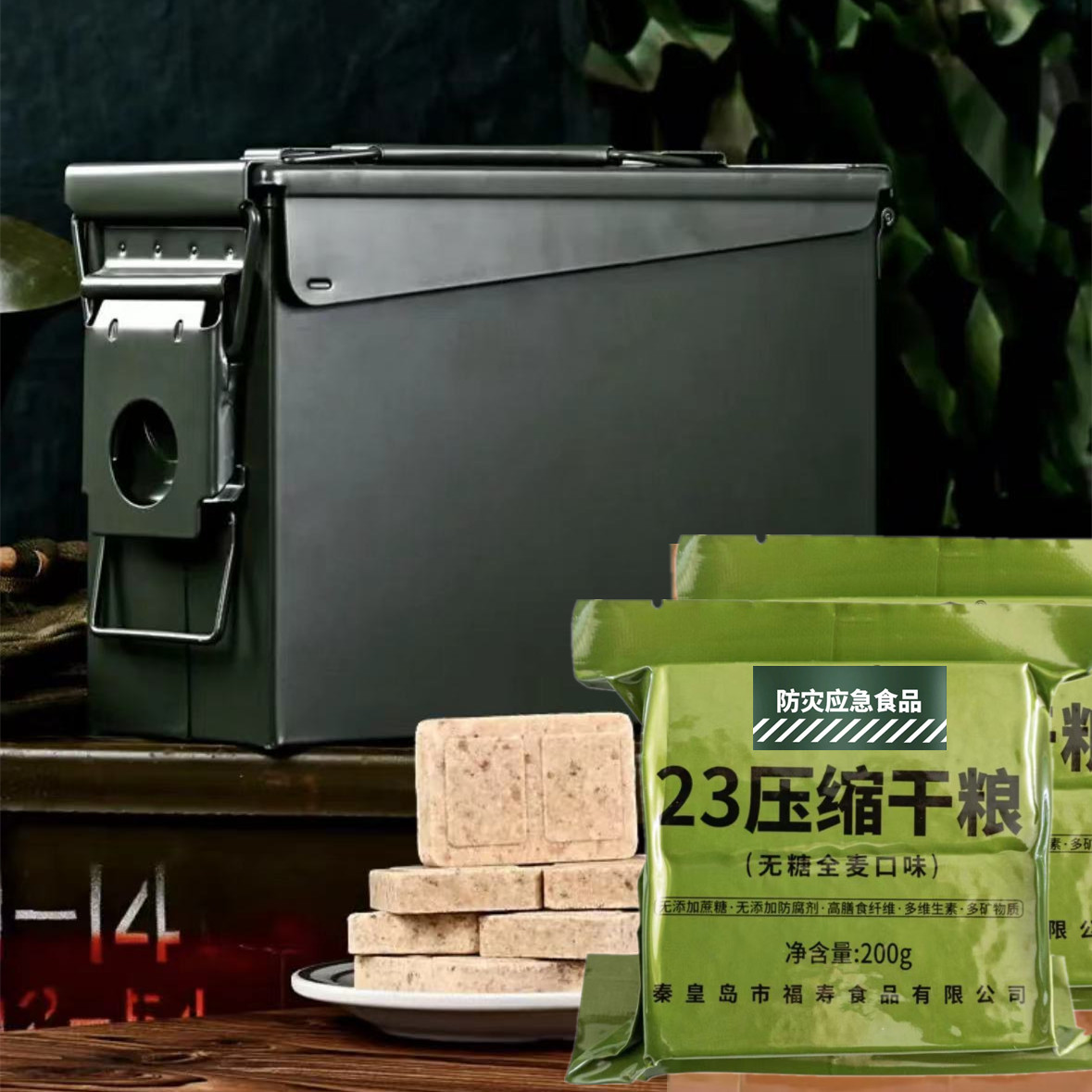 【无添加蔗糖】23型/全麦味/压缩饼干/2400g/全麦口味/三防铁桶