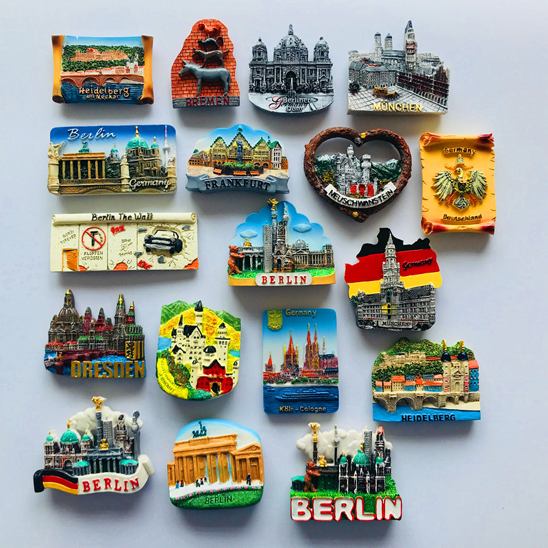 德国冰箱贴旅游纪念品柏林慕尼黑法兰克福海德堡科隆3D立体浮磁贴