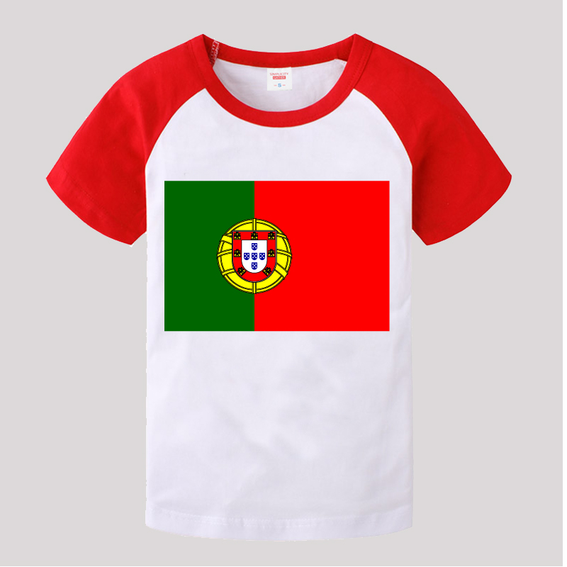 葡萄牙国旗 短袖男女儿童装班服小学生表演活动t恤文化衫上衣服夏