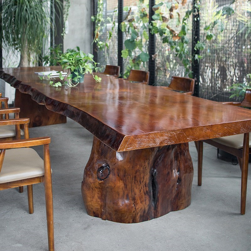 实木大板桌原木松木大板茶桌会议桌长桌办公桌子经理办公桌老板桌