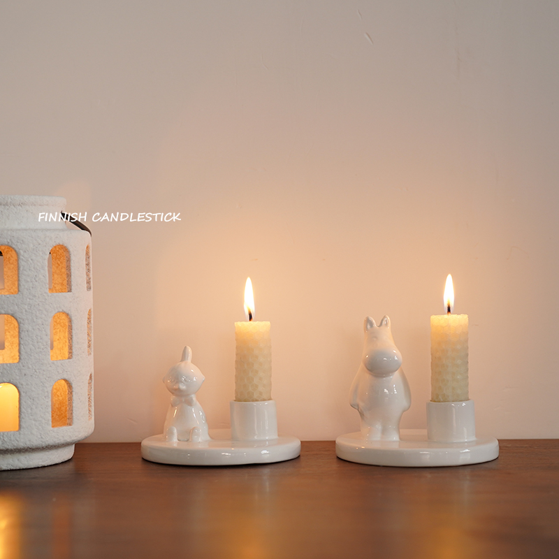 出口芬兰 卡通姆明造型陶瓷烛台 小美家居装饰卡通摆件烛光晚餐