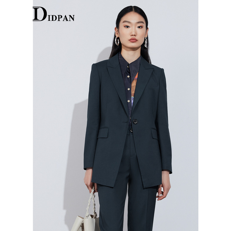 IDPAN女装商务职业气质西服高级感通勤时尚修身一粒扣中长外套女