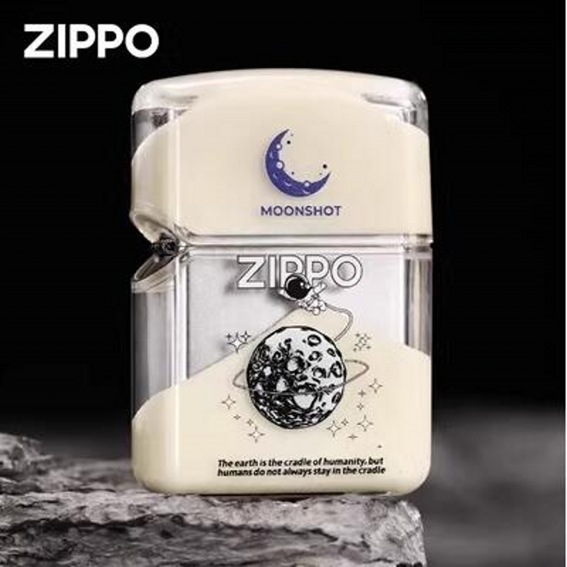 zippo打火机正品 夜光流沙月球创意亚克力外壳 男士防风煤油礼品