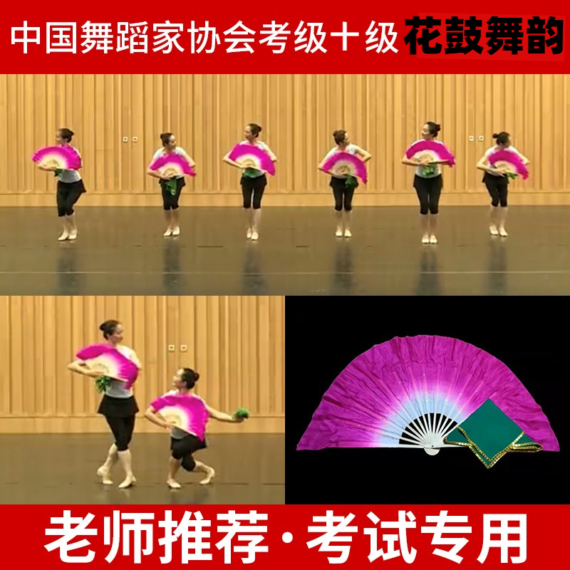 中国舞蹈家协会考十级花鼓舞韵七级俏兰花舞蹈考级扇子手绢道具