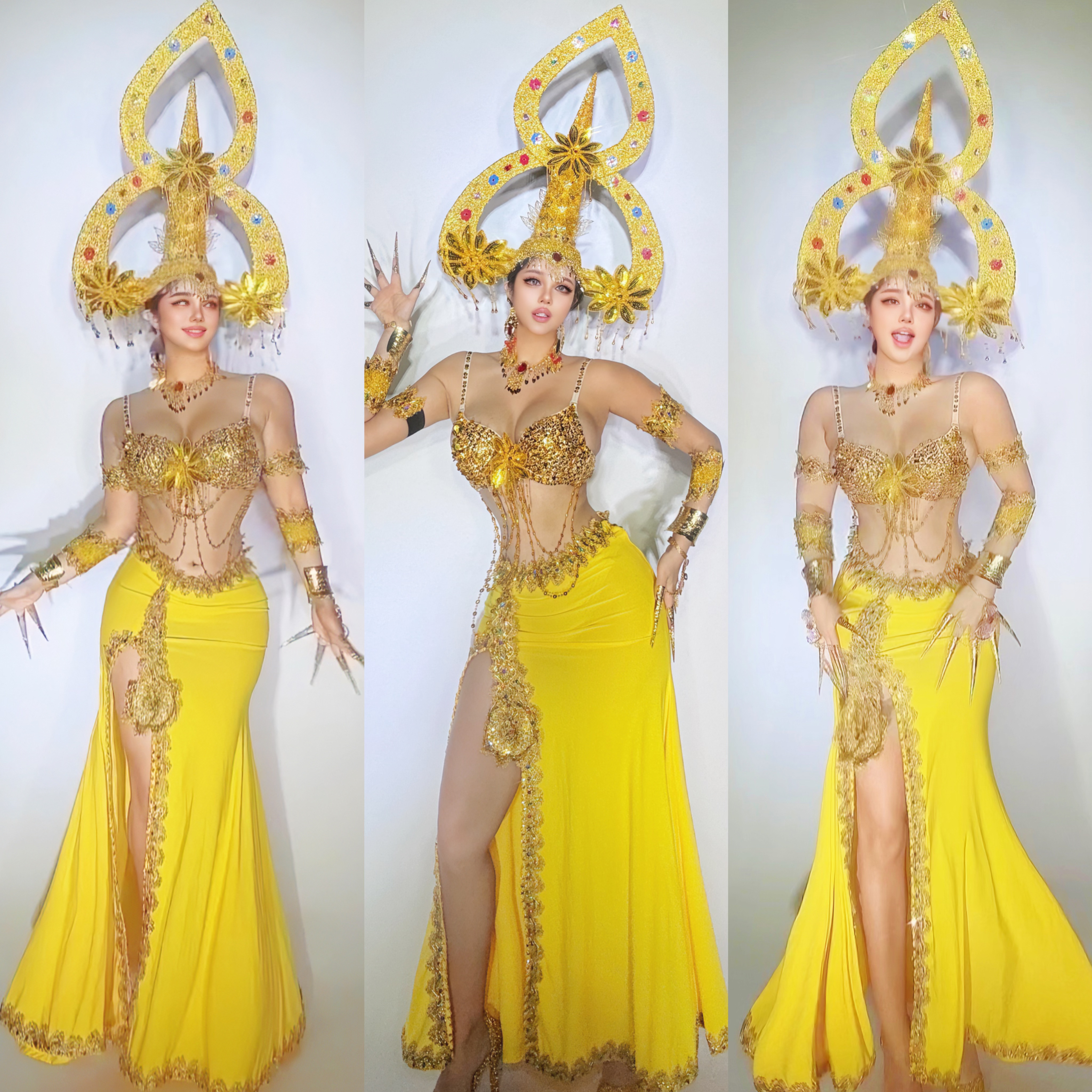 金色傣族名族风演出服泰国异域风情主题秀夜店派对gogo气氛领舞服