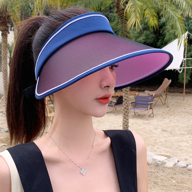 UV空顶帽防晒帽女夏变色防紫外线沙滩遮阳帽骑车大帽檐太阳帽子潮