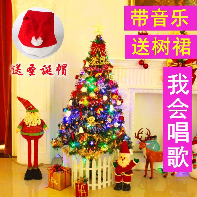 加密1.2米60厘米90cm1.5圣诞树套餐装家用发光松针圣诞节装饰玩具