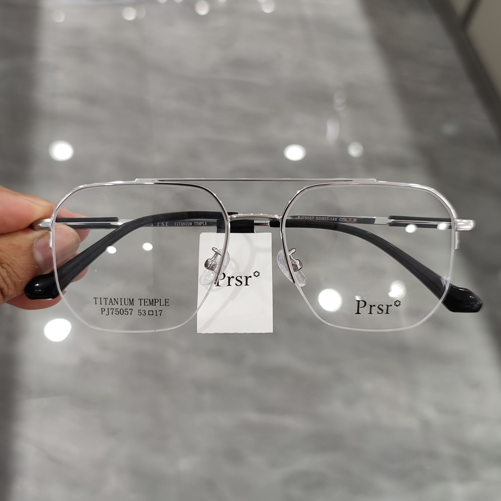 帕莎2023款双梁半框眼镜架男大框显脸小可配蓝光近视眼镜女75044
