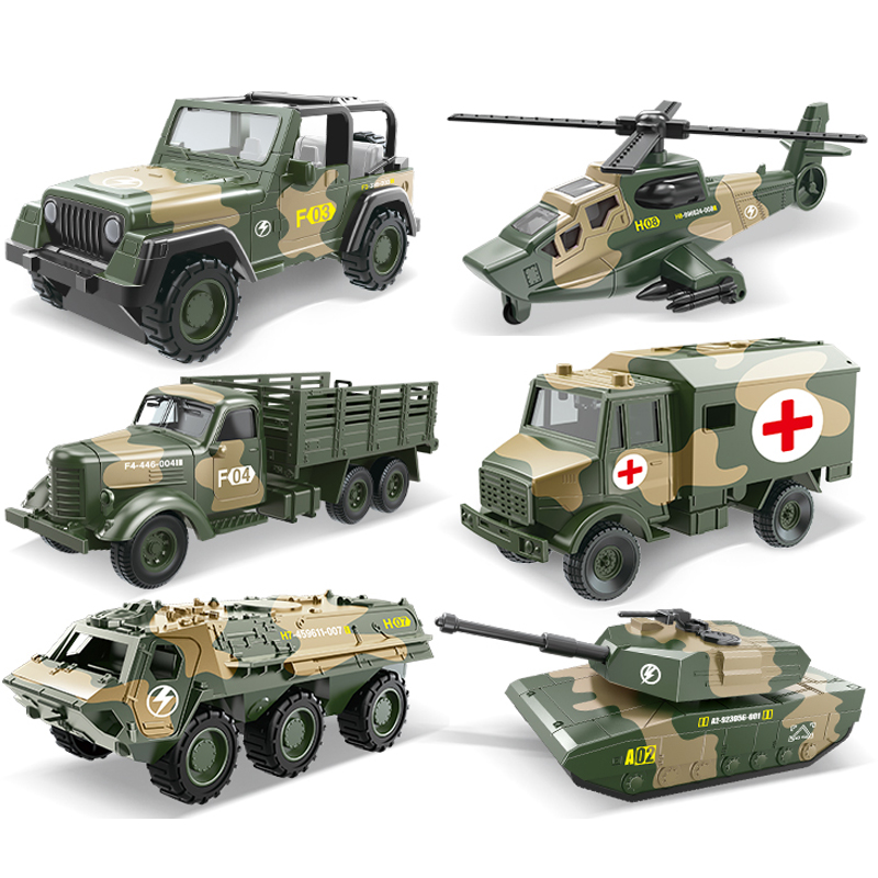 儿童男孩军事坦克模型装甲车合金回力越野车救护车消防车玩具