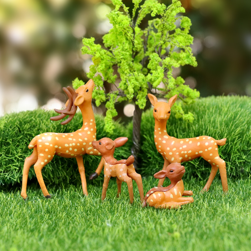 可爱仿真动物塑料卡通长颈鹿梅花鹿苔藓微景观造景盆景装饰品摆件