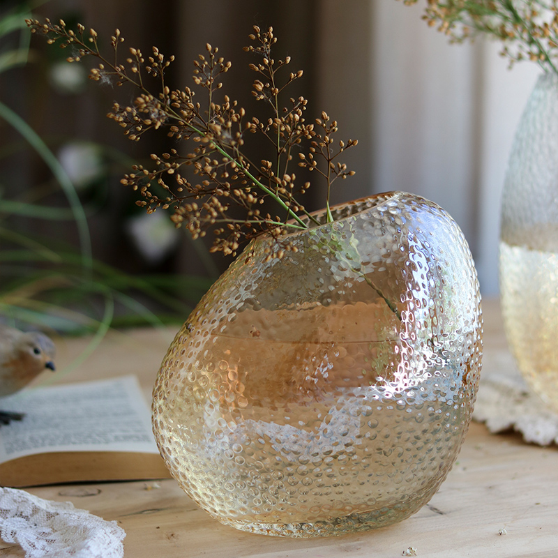 北欧玻璃花瓶不规则艺术斜口水培花器客厅餐桌茶几软装设计摆件