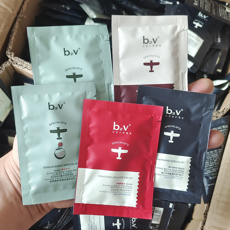 b2v洗发水旅行装修护墨红藻控油祛屑无硅油留香便携小样袋包12ml