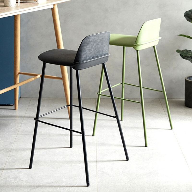 北欧塑料书呆吧椅简约创意吧台椅现代靠背吧凳高脚凳子吧椅轻奢