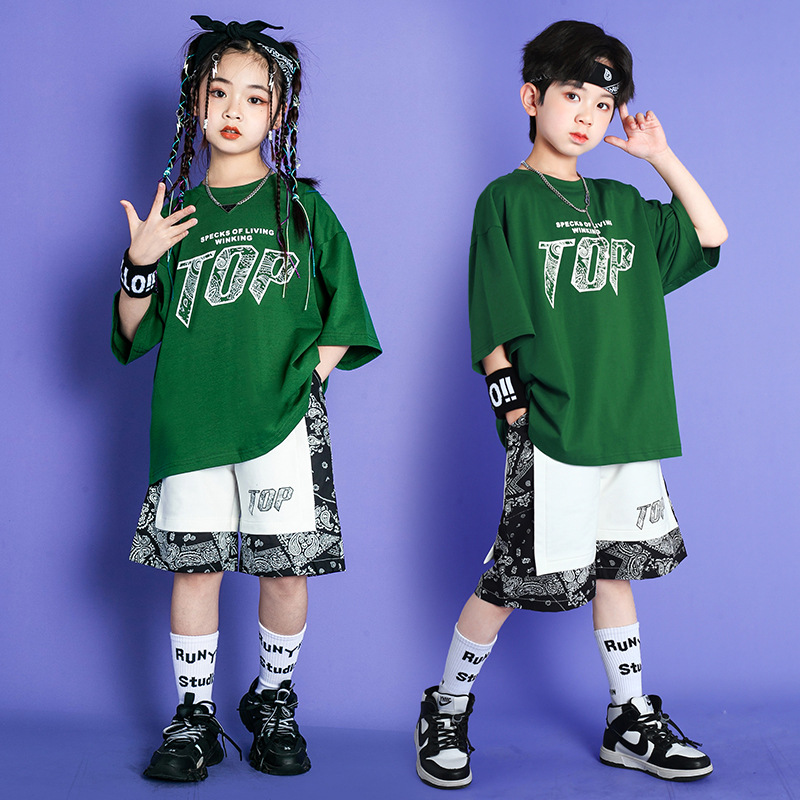 街舞儿童潮服六一小学生运动会表演服装夏季男女童定制hiphop套装