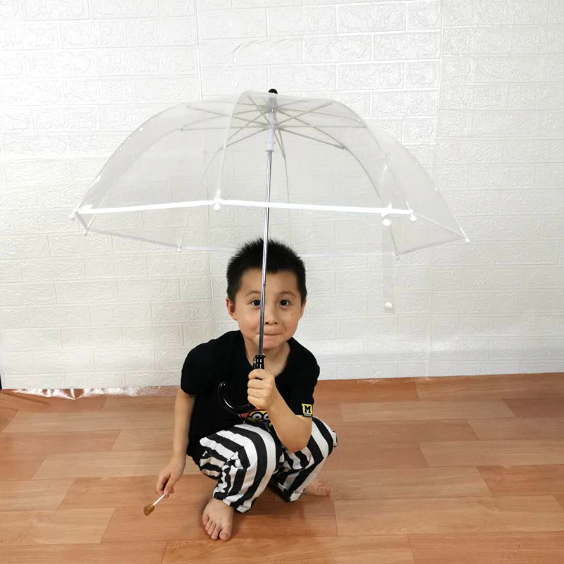 儿童雨伞透明男女小孩可爱长柄伞幼儿园学生用3岁加厚超轻便小号